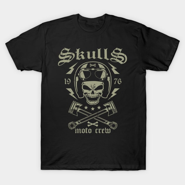 Skulls Moto Crew T-Shirt by Durro